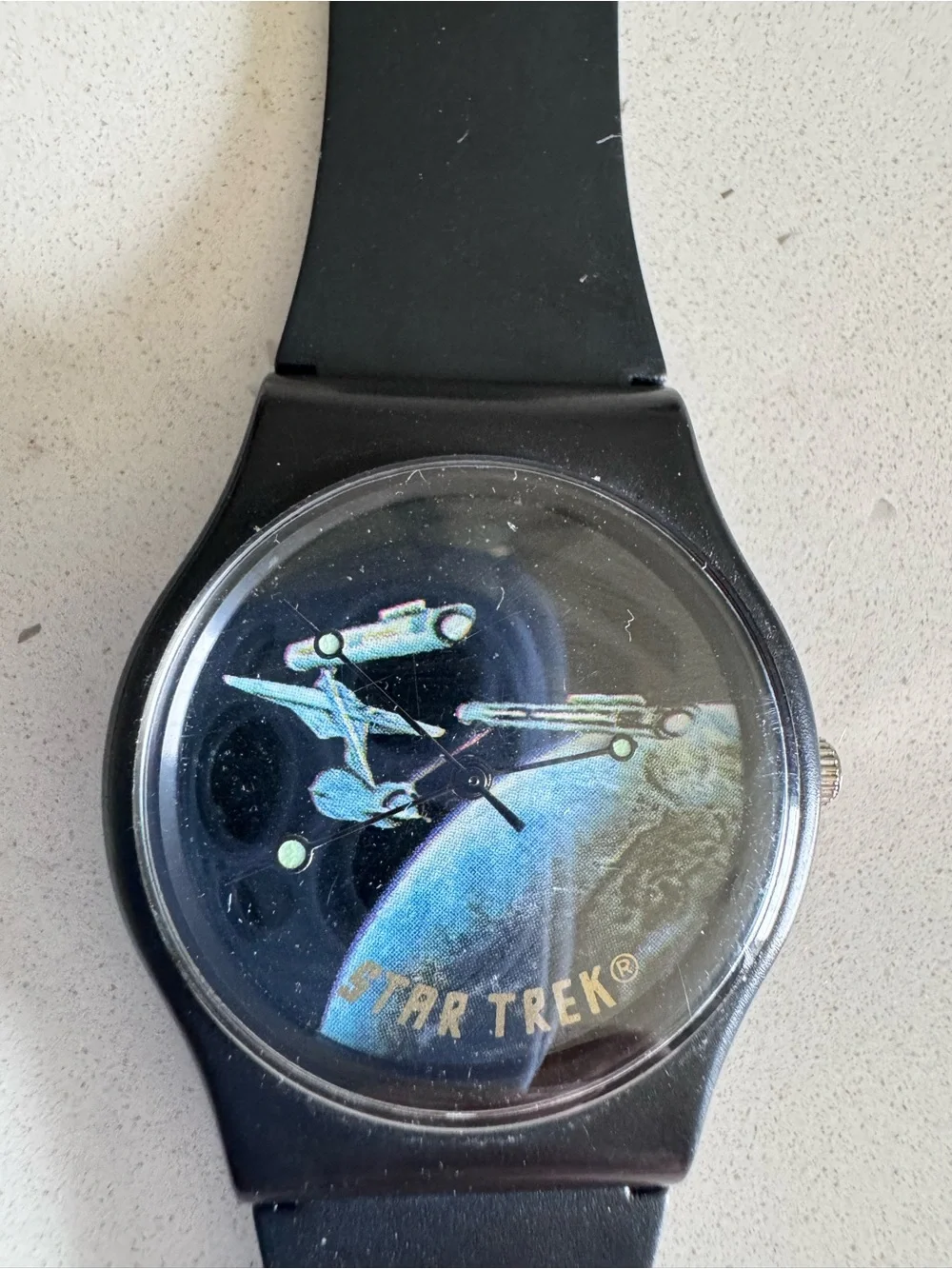 Vintage 1990s Star Trek U.S.S. Enterprise wrist watch - Rubber Band